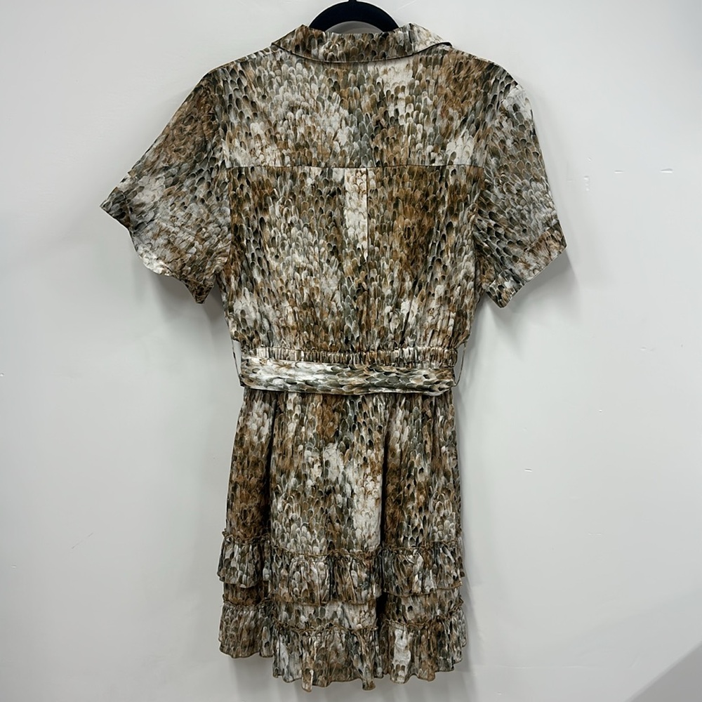 Steele brown cotton shirt dress ruffle M - Picture 7 of 7